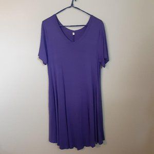 Royal Blue Short-Sleeve V-neck Dress